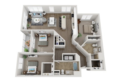 Floor plan for 3 beds, 2 baths, 1662 sqft